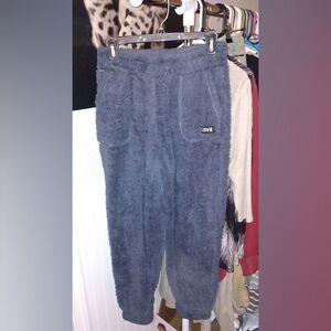 Fuzzy Joggers with Pockets - Muted Blue EUC Juniors Medium 7-9 No Boundaries